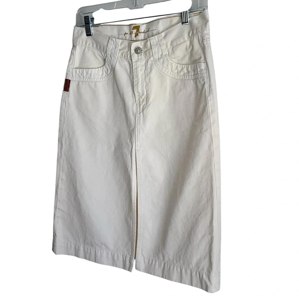 7 For All Mankind Early 00s Jerome Dahan Off White Vintage Cotton Skirt Size 26 - Picture 2 of 8